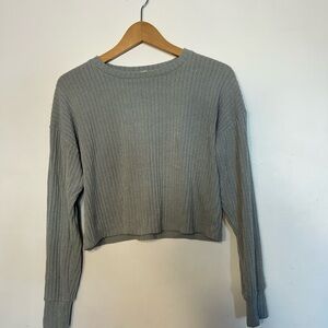 Wilfred Free Light blue/Gray Ribbed Knit Top- crop